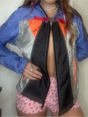 Prada Milano Technical Buckled Colorblock Windbreaker Jacket